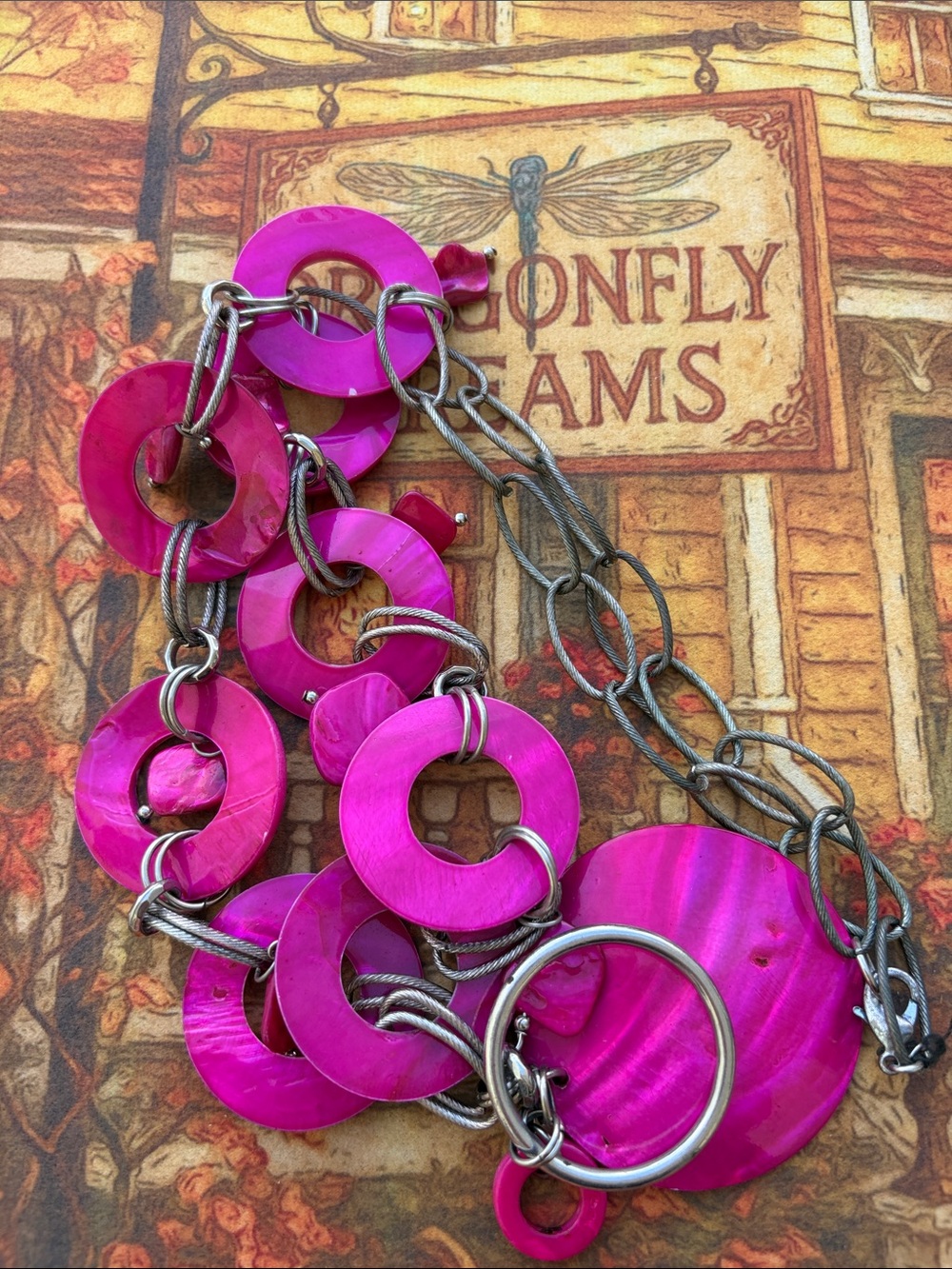 Chico's Vibrant Fuchsia Link Necklace   Discounted